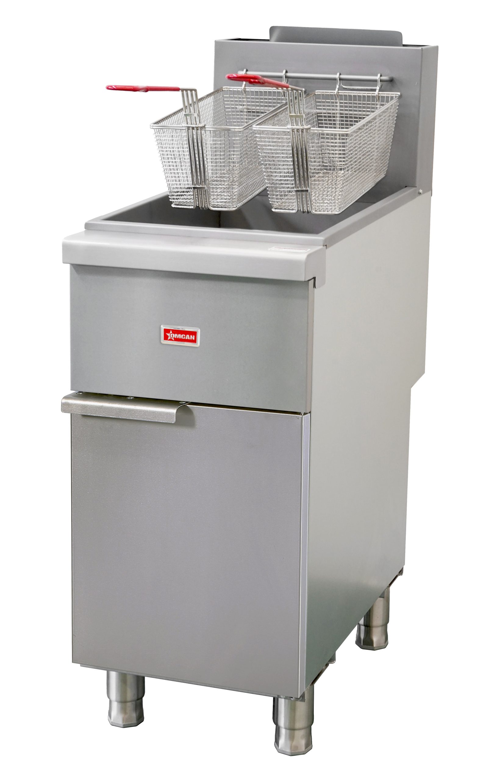 Omcan 48306 - 40-50 lb Tube-Fired Natural Gas Floor Fryer – 120,000 BTU
