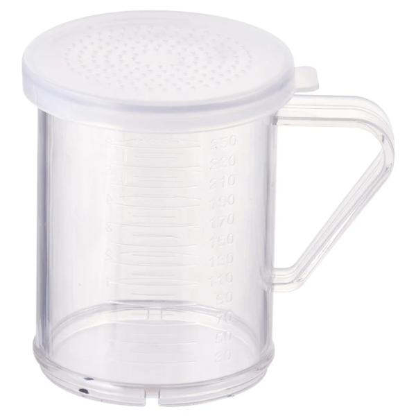 Winco PDG-10 - 10 oz. Clear Polycarbonate Dredge with Handle and 3 Covers