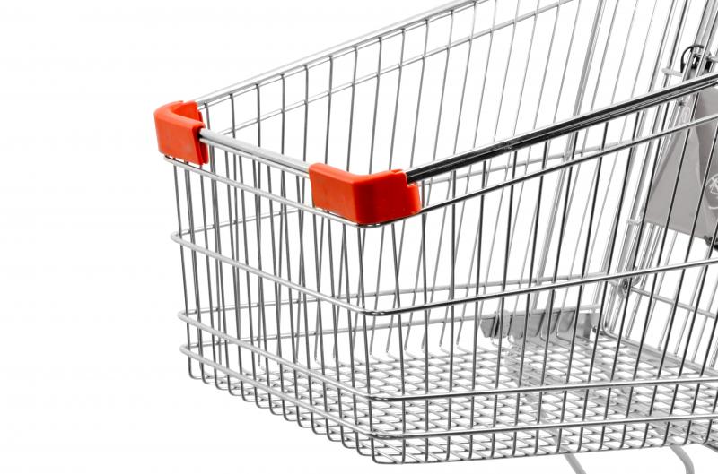 Omcan 18308 - Shopping Cart with Zinc/Chrome Finish and Red Plastic Handles - Image 2