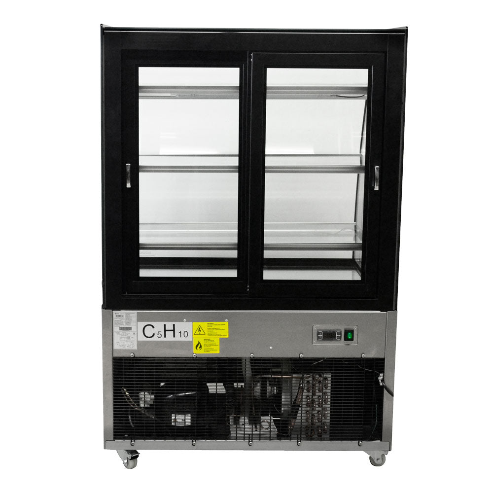 Omcan 44387 - 36" Three (3) Shelf Curved Glass Floor Refrigerated Showcase, 10.95 cu.ft. (310 L), Stainless Steel - Image 4
