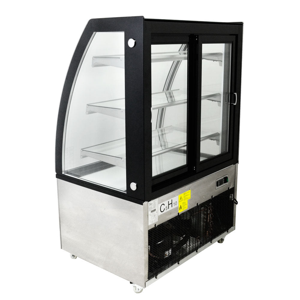 Omcan 44387 - 36" Three (3) Shelf Curved Glass Floor Refrigerated Showcase, 10.95 cu.ft. (310 L), Stainless Steel - Image 3