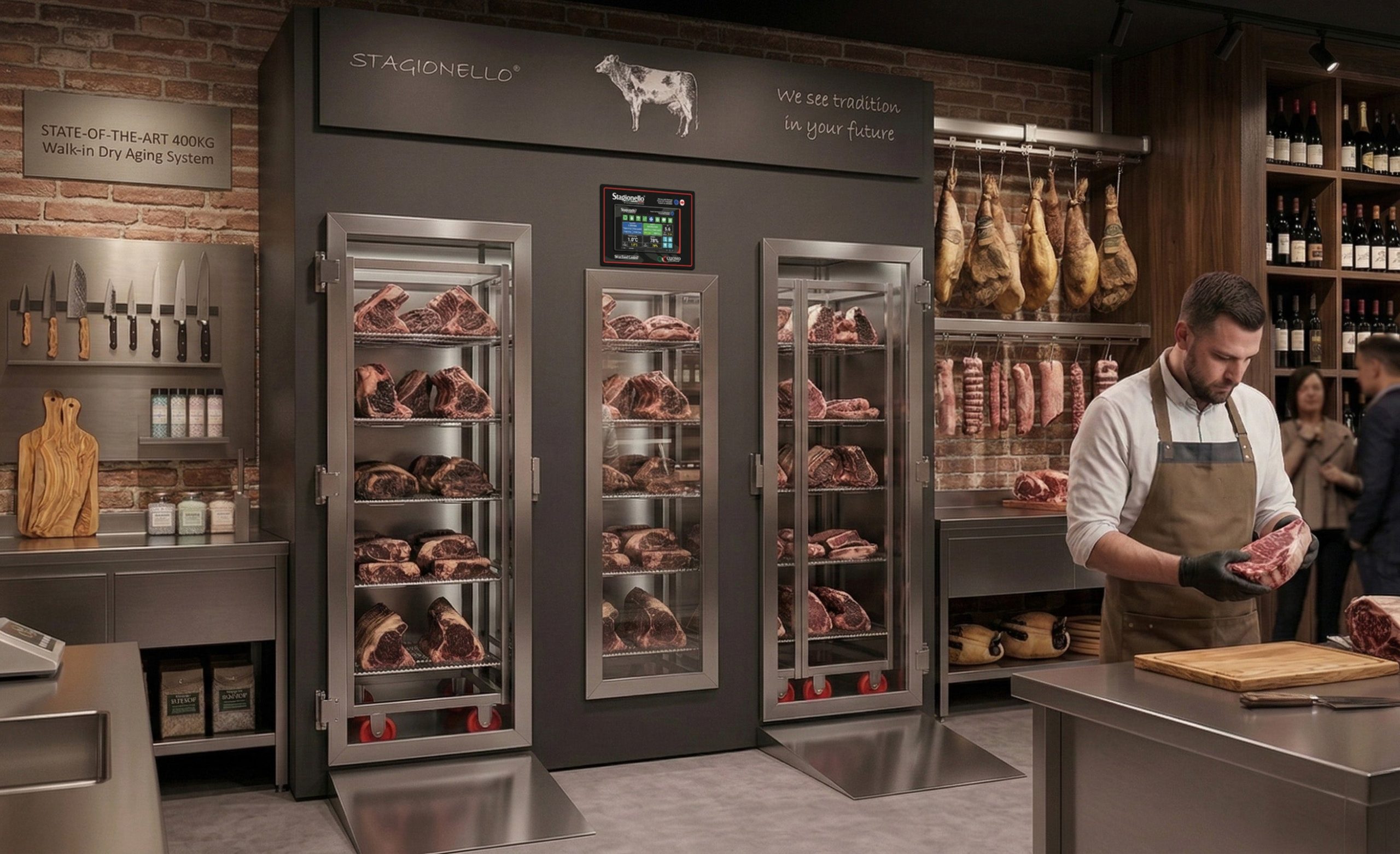 Omcan 45344 - Stagionello® Maturmeat® 400 kg Meat Curing Cabinet with ClimaTouch® & Fumotic®