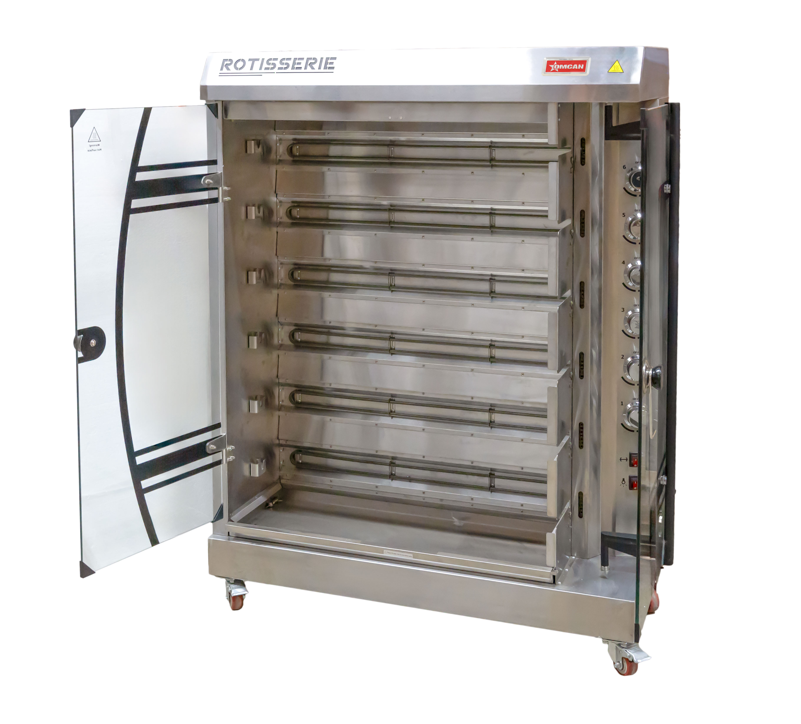Omcan 48195 - 46" Electric Rotisserie Grill, 6 Spits, up to 36 Chicken Capacity - 220 V, 3 Ph+N, 12kW - Image 2