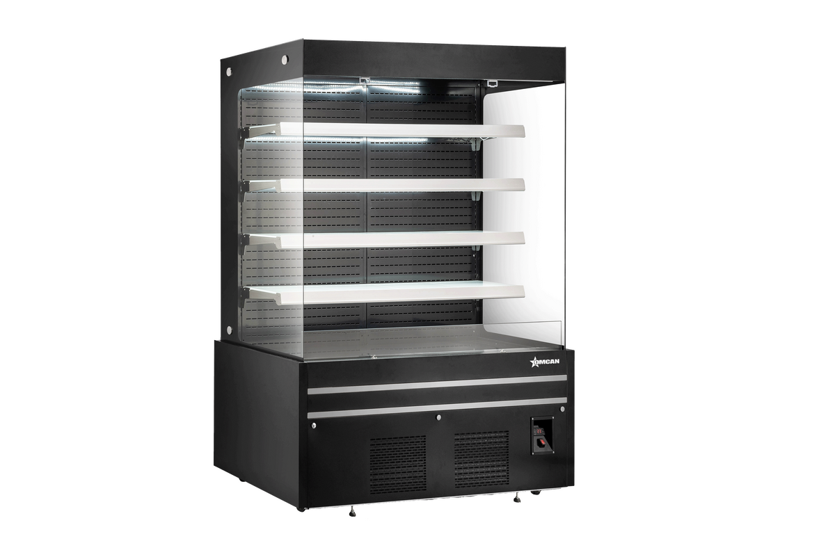 Display case with glass front on a white background