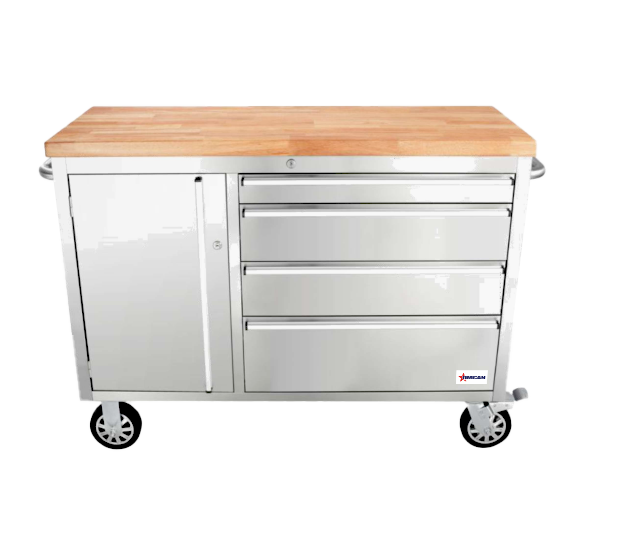 Omcan 48592 - 48" Mobile Working Bench with 4 Drawers and 1 Door