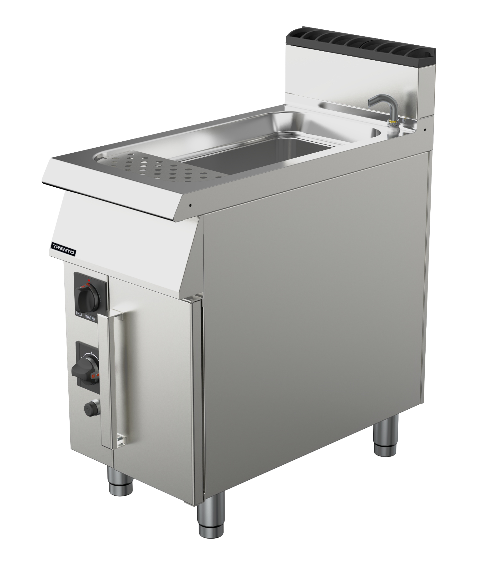 Omcan 49098 - Trento 12 Gallon (45L) Natural Gas Pasta Cooker, Double Burner – 78,000 BTU