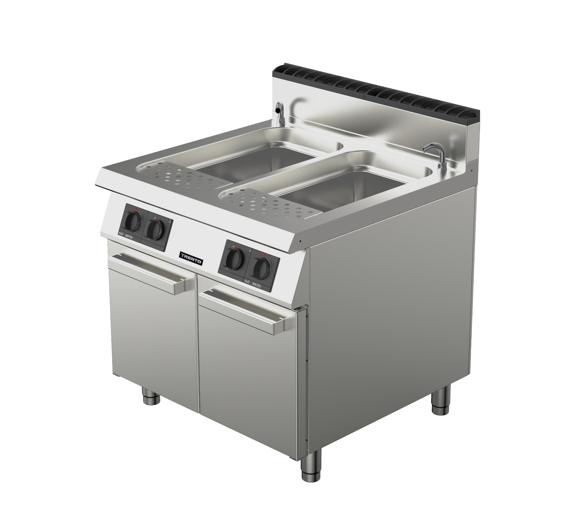 Omcan 49099 - Trento 2 x 12 Gallon (45L) Double Tank Natural Gas Pasta Cooker – 95,000 BTU