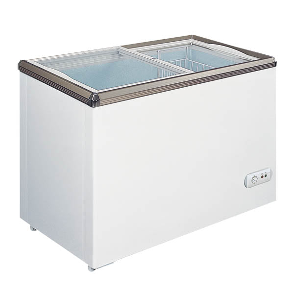 Omcan 49294 - 54" Two (2) Door Ice Cream Display Chest Freezer with Flat Glass Top, 12.6 cu.ft. (357 L)