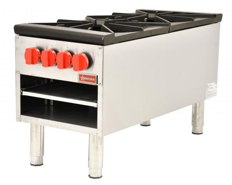 Omcan 37529 - Dual Burner Stock Pot Range 200,000 BTU – Natural Gas with LP Conversion Kit